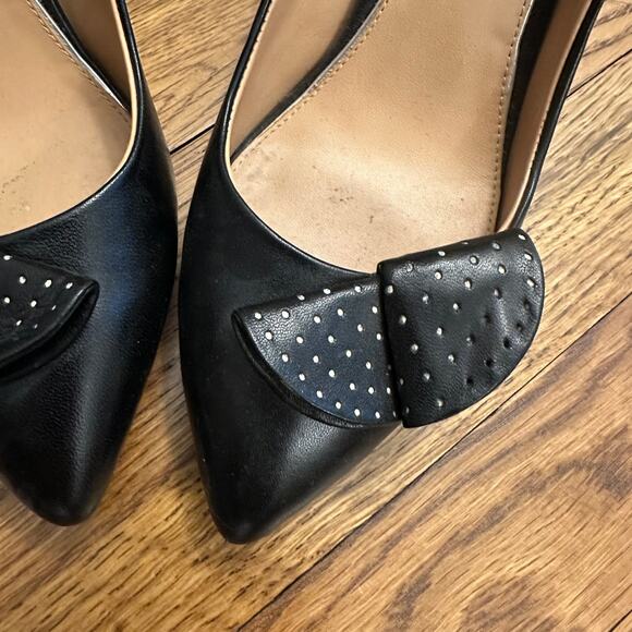 Badgley Mischka Black Stiletto Genuine Leather Peep Toe Pump - Picture 2 of 7